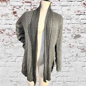 Women’s Izod Cable Knit Open Cardigan Charcoal Grey Large